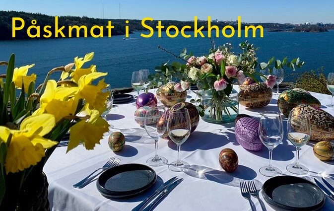Bord med påskmat och texten: Påskmat i Stockholm