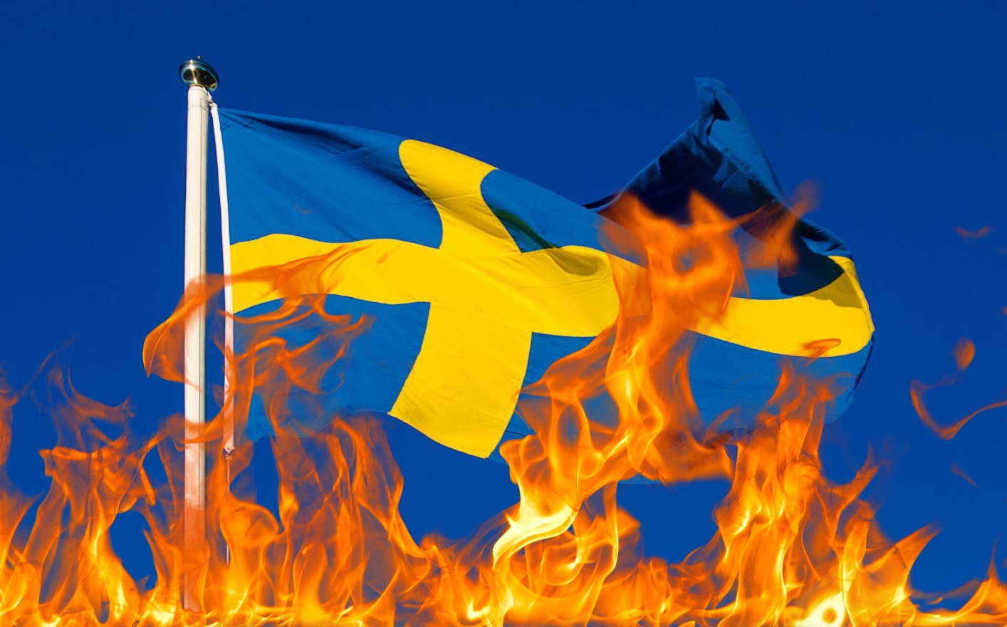 Sverige flagga eld